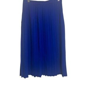 Vintage Jaeger 100% Wool Skirt Blue Lined Sz 16 90s Career Cocktail Pleated